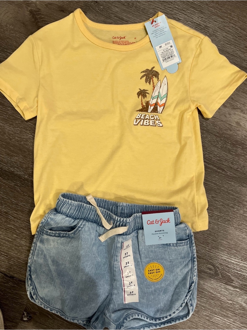 Cat & Jack Yellow 'Beach Vibes' Graphic Tee